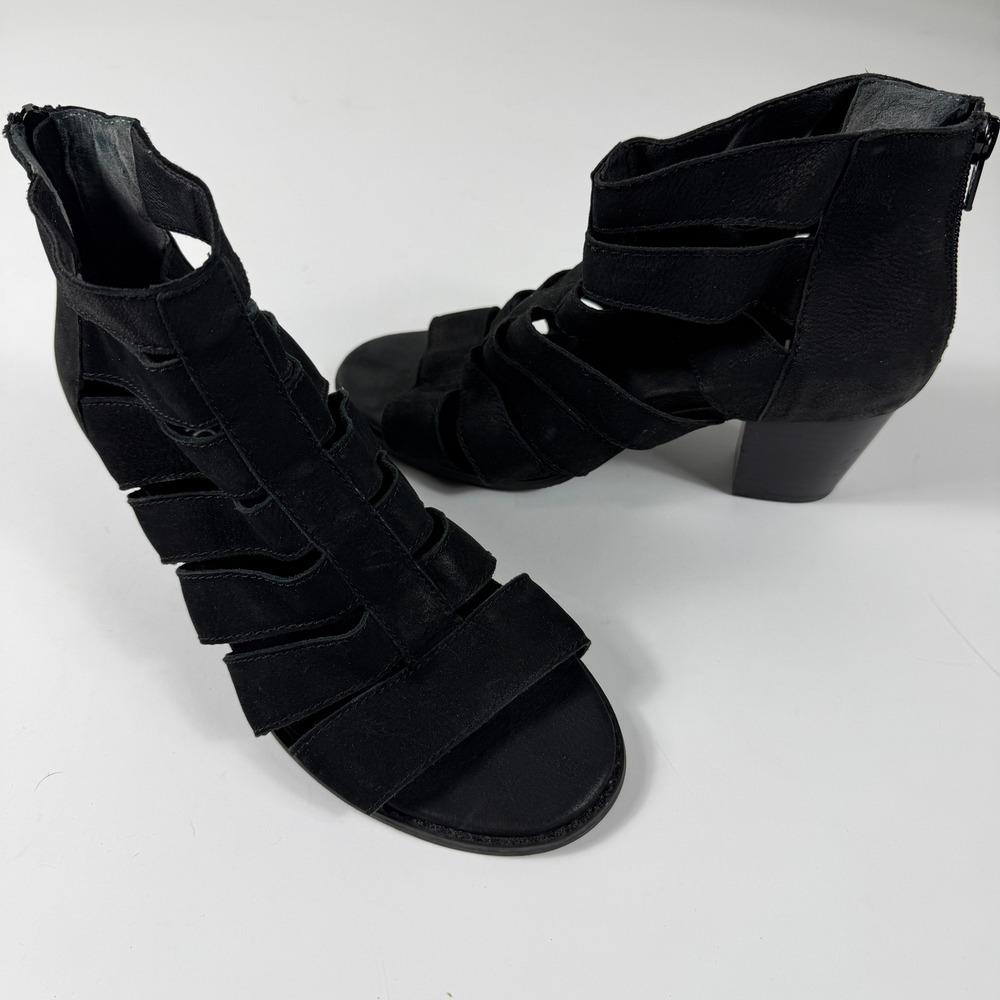 Vionic Harlow Sandals Women's 7 Black Strappy Gladiator Block Heel Back Zip